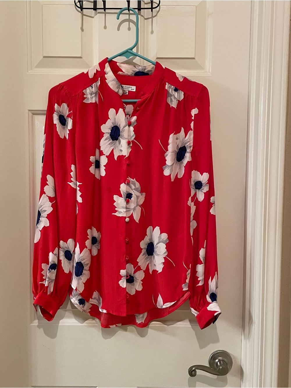 Equipment silk Floral Button-Front Blouse - Red